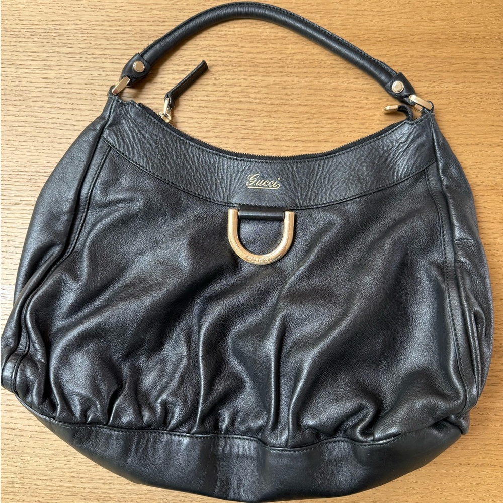 Gucci Black Leather Hobo Bag
